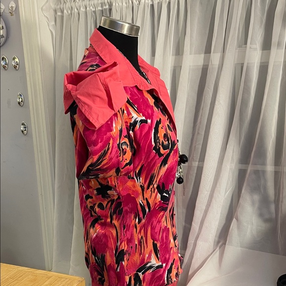Vibrant Pink and Orange Women's Top and sweater size L includes jewelry - Picture 5 of 12